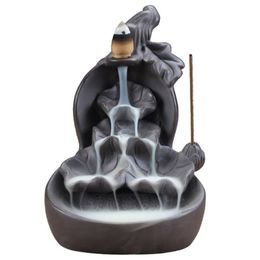 Brûleur d'encens en céramique à reflux de fumée, support de bâton conique, Articles d'ameublement noirs, décoration de four domestique Base300Q