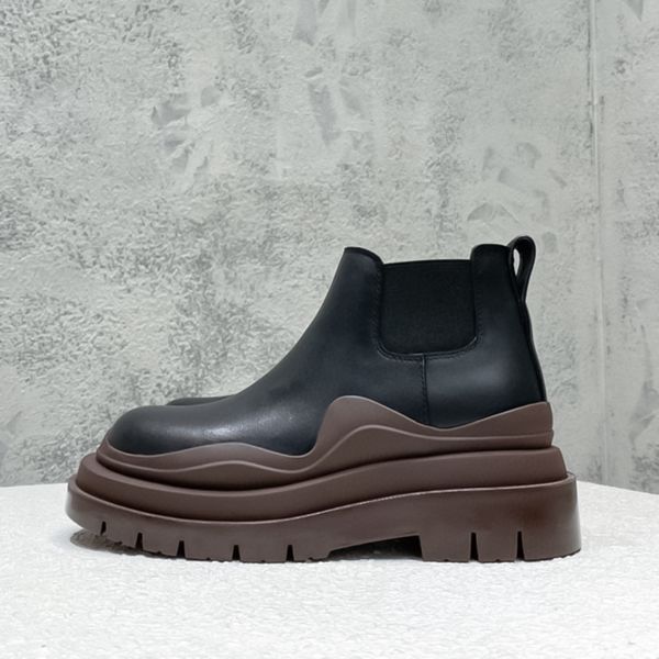 Botines ahumados Nuevas botas Chelsea Plataforma B V elevación pareja de cuero bota media Botas Doc Martens marrones estilo inglés para hombre y mujer Tallas 35-46 + caja