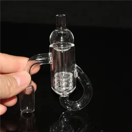 Banger al quarzo con anello a nodo di diamante fumé con tappo in vetro rimovibile con tappo in carbonio trasparente, tubo manuale in silicone per unghie