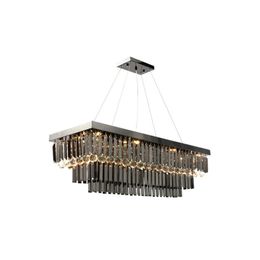 Lampe suspendue en cristal gris fumé, lustre de luxe moderne pour la maison, salle à manger, cuisine, décoration d'îlot