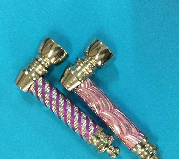 Pipes en métal fumé Herb Tobacco Pipes Cadeaux Narguile Grinder Pipes Diamond Cut Sleeve Portable Creative Fumer Bong