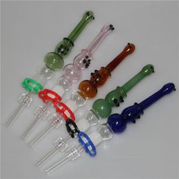 Narguilé Nectar Pipe Collecteurs Avec Pointe En Métal Quartz Conseils En Plastique Keck Clip 14mm Verre Narguilé Huile Rig Concentré Pipe Pour Fumer Pipes