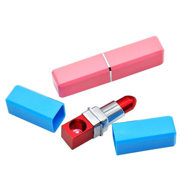 accessoires de pipe à fumée stylo à chicha jetable stylo à vape tuyaux à herbes en métal style rouge à lèvres 84MM de long en aluminium et tuyaux ABS kit de tabac cigarette