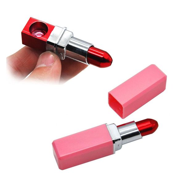 Accessoires pour tuyaux de fumée, tuyaux en métal pour herbes, style rouge à lèvres, 84MM de Long, en aluminium et ABS, pour magasin de fumée de tabac