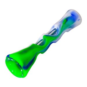 Smoke Shop Corne Forme Silicone Verre Fumer Herb Pipe Pipes Pirogue Tabac Cigarette Pipe Main Cuillère Pipes Accessoires Portable Mini Tabac Pipe