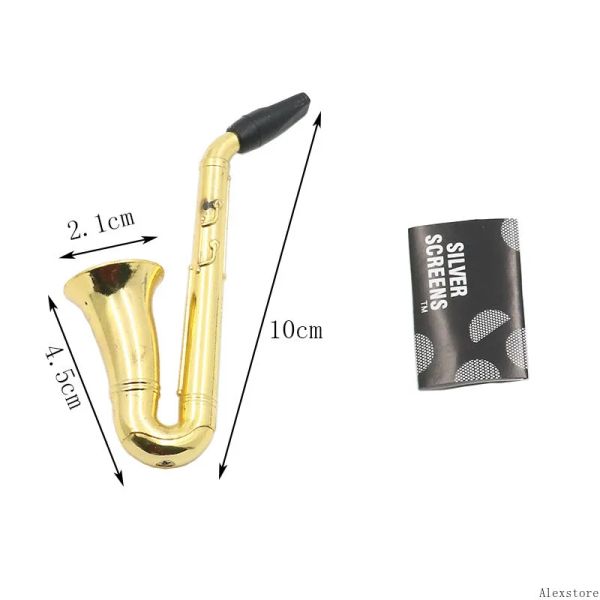 Kit de tienda de humo Mini saxofón trompeta altavoz forma de saxofón pipas de tabaco fumar hierba pipa de cigarrillo