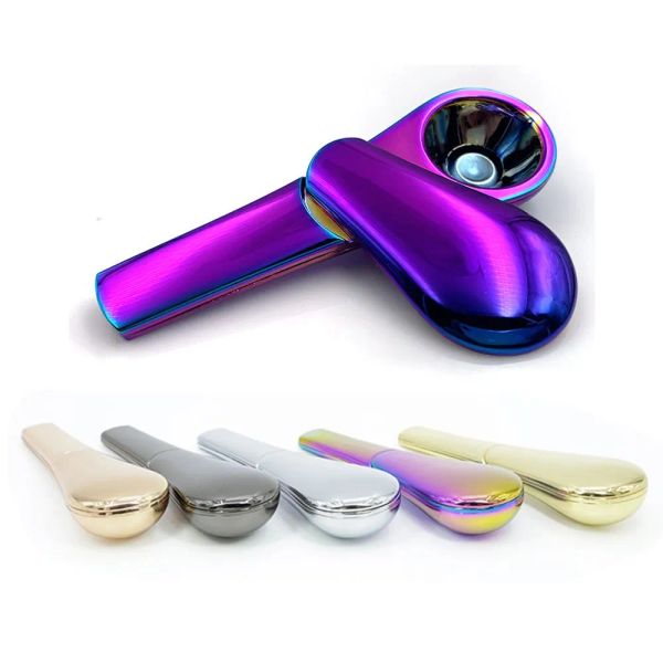 Magasin de fumée Pipes à fumer en métal grand Volume Pipe à tabac Portable cuillère à herbes à main Pipa avec boîte-cadeau accessoires pour fumer LL