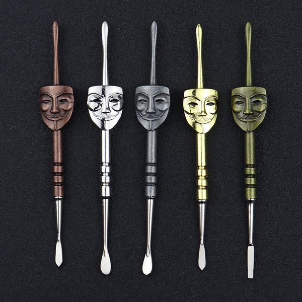 magasin de fumée accessoire de fumée kit de tabagisme cuillère à crème de tabac masque visage souriant creusant de l'huile de cigarette seau à double tête cuillère bongs dab