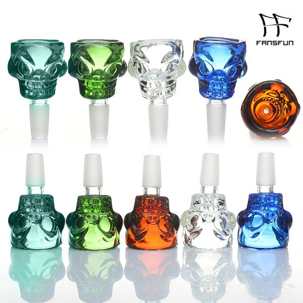 Fumée Crâne Herbe Titulaire 14mm / 18mm Joint Coloré Bol En Verre Diapositive Fit Verre Bong Huile Anneaux Fumer Outil SKGA001