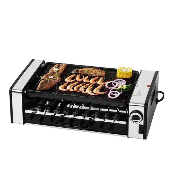 Raclette eléctrica sin humo, parrilla de doble capa antiadherente, asador para barbacoa, plancha, Mini estufa de barbacoa, máquina tostadora