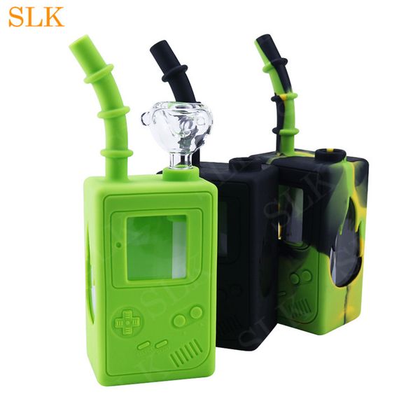 Smokeshop Boîte à boissons en gros Tuyaux d'eau en verre Protection en silicone Barboteur en verre Filtre à fumée Fumer Bong Boissons Forme Pipe à fumer