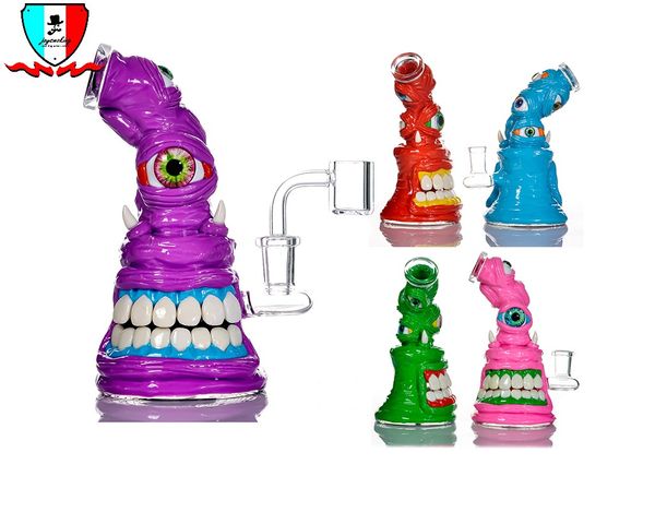 Accessoires pour fumer Tuyau d'eau en verre de 6,5 pouces 14F 76 mm de diamètre Fumer coloré avec un banger à quartz de 4 mm pour les plates-formes Bong Dab