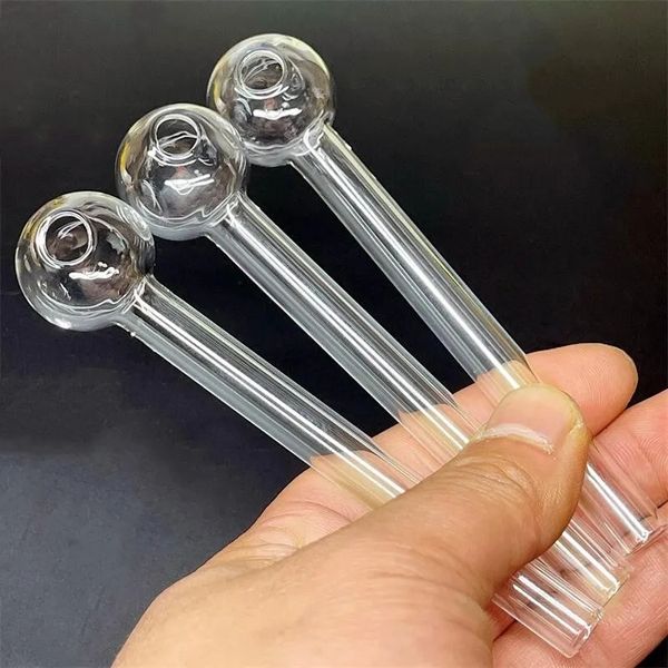 Accessoires pour fumeurs 10cm brûleur à mazout en verre tuyaux de fumée brûleur tuyau narguilés cuillère Pyrex tuyaux à main pour accessoires de tabac outil de tabac emballage sûr