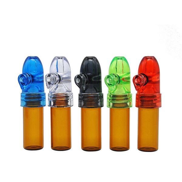 Accessoires pour fumeurs 53MM / 67MM / 82MM Bouteille de tabac à priser en plastique acrylique Distributeur de reniflard à priser Pipe à fumer nasale Bouteille de pilule en verre Pot de rangement