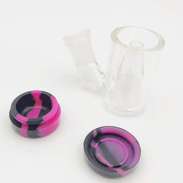 Accessoires pour fumeurs Borosilicate Ash Catcher bol 14mm Capuchon en silicone de qualité alimentaire à 45 degrés pour Bong Oil Rigs