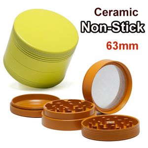 Accesorios para fumar Molinillo recubierto de cerámica 4 capas 63 mm Molinillos de hierba de aleación de aluminio Molinillo de grado alimenticio Trituradora de tabaco