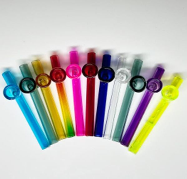 Accessoires pour fumer, paille en spirale de couleur, vente en gros de tuyaux en verre, bouteilles d'eau en verre 10mm 10cm