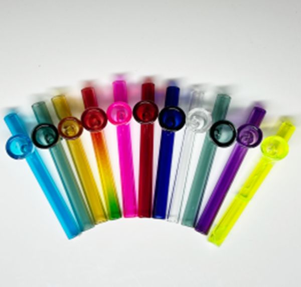 Accessoires pour fumer, paille en spirale de couleur, vente en gros de tuyaux en verre, bouteilles d'eau en verre 10cm