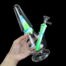 Accessoires pour fumeurs tuyau d'arc plat coloré bongs en verre conduites d'eau