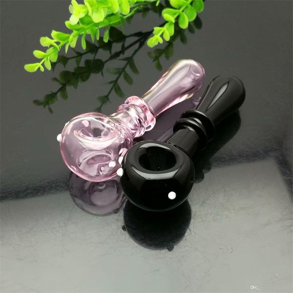 Accessoires pour fumeurs Pipe en verre concave à 2 roues colorées Narguilé à eau en verre Poignée Pipes Pipes pour fumer Haute qualité