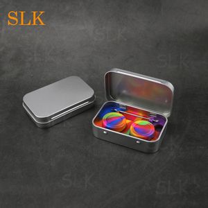 Accessoires pour fumeurs boîte-cadeau silicone 4 en 1 contenant de cire coquille d'étain en acier inoxydable dab pot étui de stockage de tabac pour magasin de fumée