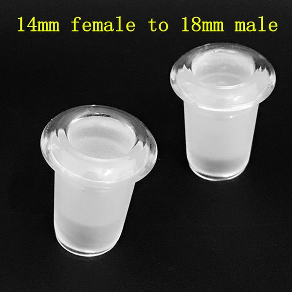 Accessoires pour fumeurs Adaptateur de conduites d'eau en verre 10mm femelle-14mm mâle 14femelle-18mm mâle Convertisseur adaptateurs de joint en verre pour plates-formes pétrolières Bong en verre