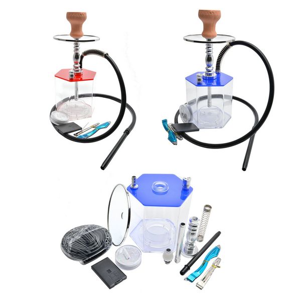 Accesorios para fumar hexágono Acrílico cachimba de un solo tubo Color control remoto Cachimbas luminosas