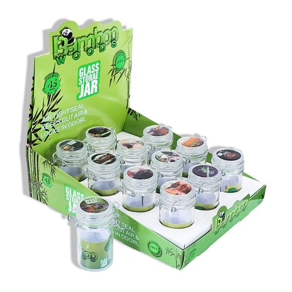 Accessoires pour fumeurs Honeypuff Pots de rangement hermétiques et anti-odeurs, contenant d'herbes, bouteille en verre scellée, boîte de rangement de pots de thé de 82 ml, portables pour pilules de tabac multi-usages