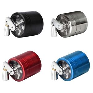 Roken Accessoires Metalen Hand Crank Grinder Scherpsteen Kruid Grinders 4-Laags Met Handvat Kruiden Scherpe Steen