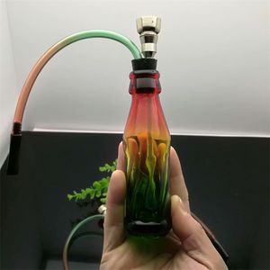 Accesorios para fumar nueva Europa y América pipa de vidrio burbujeador pipa para fumar agua Bong de vidrio Botella de coque coloreada y botella de agua de vidrio