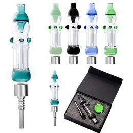 Accessoires pour fumeurs Nouveau kit de narguilés Nector Collector avec pointe en titane ou clous en céramique de quartz Bol en verre Cliquez sur la boîte noire pour l'outil de tabac