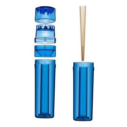 Accessoires pour fumeurs Broyeur de tabac en plastique Rouleau de cône de pré-rouleau multifonction Pots d'herbes sèches de cigarettes 6 Tube Remplissage 2in1 Kit de stockage