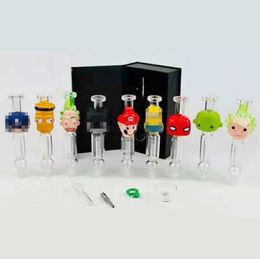 Accesorios para fumar Unique mini Nector Collector Kit 10mm14mm Personaje de dibujos animados con punta de titanio Dab Rig Straw Set con caja