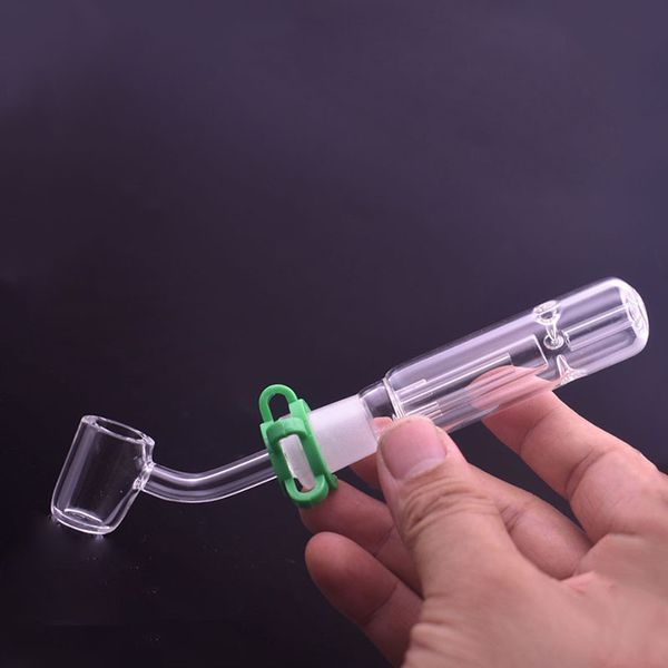 Accessoires pour fumeurs en gros mini kit de brûleur à mazout en verre eau dab rig bong tuyau avec 100% quartz banger clou et clip en plastique