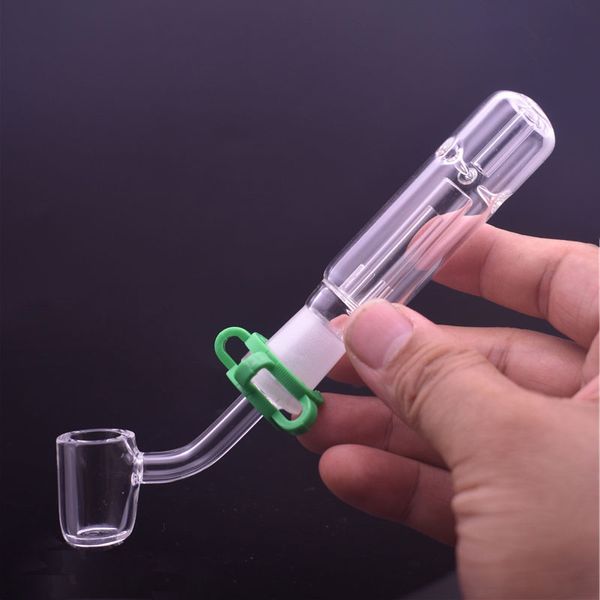 Accessoires pour fumeurs Vente en gros mini kit de brûleur à mazout en verre tuyau de bong d'eau avec 45 degrés 100% clous de banger de quartz et clip en plastique