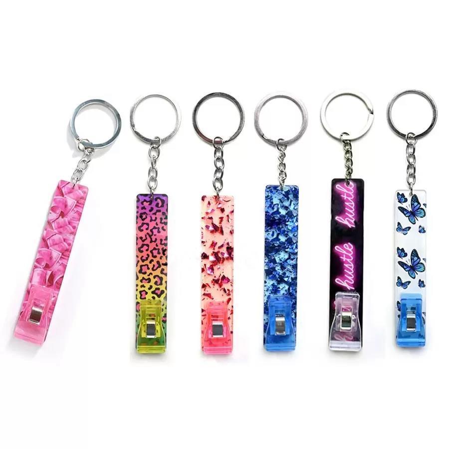 Smoking Accessories Women Fashion Acrylic Diamond Jewelry Keychain Atm Credit Card Roach Grabber Clip Blunt Holder Puller For Long Nails