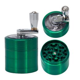 Accessori per fumatori Lega di zinco 4 pezzi Herb Tobacco Spice Herbal Grass Grinder 40MM Smoke Crusher Hand Crank Muller Mill Pollinator Smoking Pipe