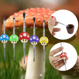 Accessoires pour fumer, outil de dabber en métal avec manche en forme de champignon en silicone, outils de dab ZZ