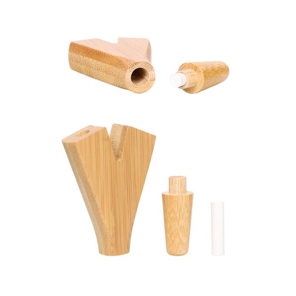 Pipa de bambú para fumar, dos agujeros para 2 uds., soporte para cigarrillos de color madera con 1 punta de filtro, accesorio para fumar
