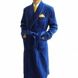 Smoking Blazer Bleu Hommes Costumes Veet Double Boutonnage Châle Revers Quotidien Outwear Casual LG Veste Une Pièce Élégant Mâle Terno b9ka #