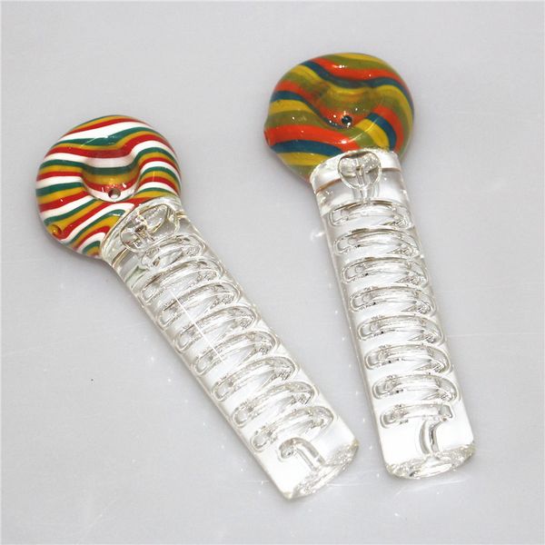 Fumar tuberías de mano de vidrio soplado con aceite enfriando dentro de la cuchara de vidrio Pyrex Mini tazón pequeño Tubo de tazón