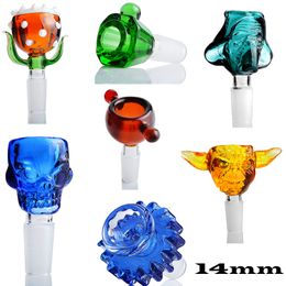 14MM Mâle Fumer Narguilé Accessoires Aléatoire Clolor Forme Verre Eau Bongs Bol Brûleur À Huile Aux Herbes