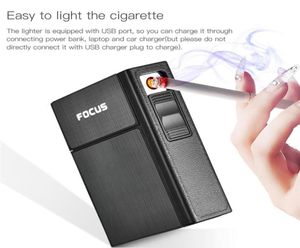 Fumer la boîte de rangement de boîtier de cigarette Conteneur en métal Pocket USB Cigarettes chargées électroniques Coupes plus légères Pack Cover Cigar Tobacco1573320