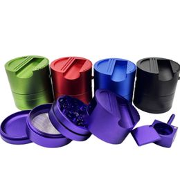 Roken Kleurrijke Aluminium Legering Multifunctionele Droge Kruid Tabak Grind Spice Miller Grinder Verwijderbare Filter Lepel Kom Handpijpen Draagbare Aansteker Stash Case