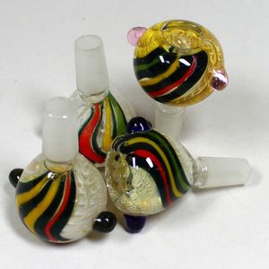Roken kleurrijke chique kunstbommen hanteren droog kruid tabaksfilter glazen kom waterpijp bong 14 mm