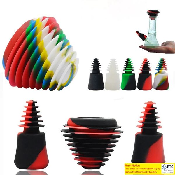 Fumer Coloré Multifonction Taille Silicone Verre Bong Narguilé Filtre Bouteille 3IN1 Clean Caps Cover Kit Portable Oil Rigs Nettoyage De Paille