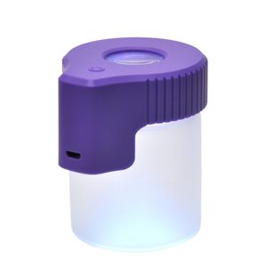 Fumer Coloré Portable USB LED Éclairage Loupe Multi-fonction Herbe Sèche Tabac Épice Miller Joint Bocaux De Stockage Conteneur Bouteille En Verre Stash Case DHL