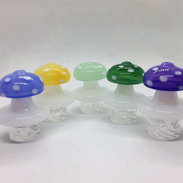 Fumar Colorido Pyrex Vidrio grueso 33MM Estilo de hongo Carb Cap Sombrero Uñas Hierba seca Tabaco Plataformas de aceite Filtro Tazón de cuarzo Bubbler Bongs Consejos Dabber Holder DHL