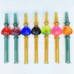 Fumer coloré Pyrex épais verre coeur amour diamants style liquide congelable remplissage filtre ongles pointe paille pipe à eau narguilé huile plates-formes Bong porte-cigarette tuyaux