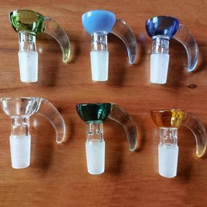 Fumer Coloré Pyrex Épais Verre Corne Poignée 10 MM 14 MM 18 MM Mâle Joint Remplacement Bols Herbe Tabac Filtre À Huile WaterPipe Bong Narguilé DownStem Holder DHL